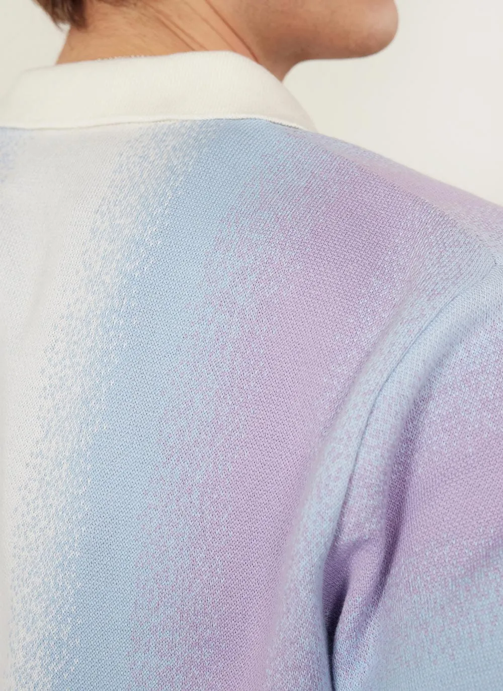 Blue Ombre Knitted Short Sleeve Shirt