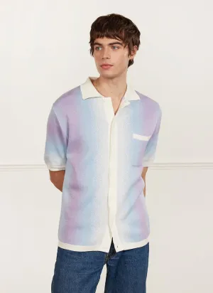 Blue Ombre Knitted Short Sleeve Shirt
