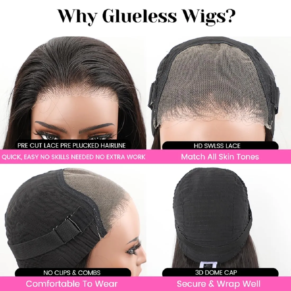 BLY 6x4 HD Lace Glueless Bob Wig Classic Yaki Human Hair Kinky Straight Hair Ready to Wear and Go Short Bob Lace Pre Cut Pre Plucked for Women Natural Black Color Hair 12 Inch
