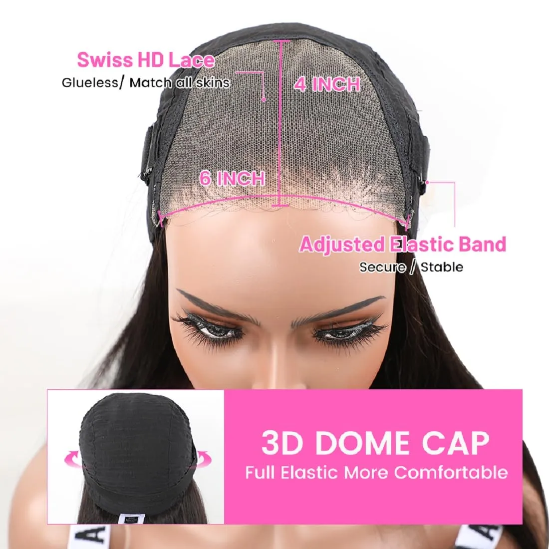 BLY 6x4 HD Lace Glueless Bob Wig Classic Yaki Human Hair Kinky Straight Hair Ready to Wear and Go Short Bob Lace Pre Cut Pre Plucked for Women Natural Black Color Hair 12 Inch