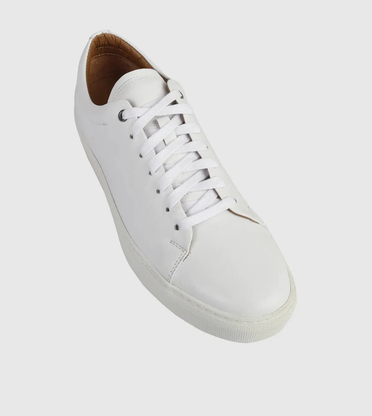 Brando Beamer Mens Leather Sneakers in White