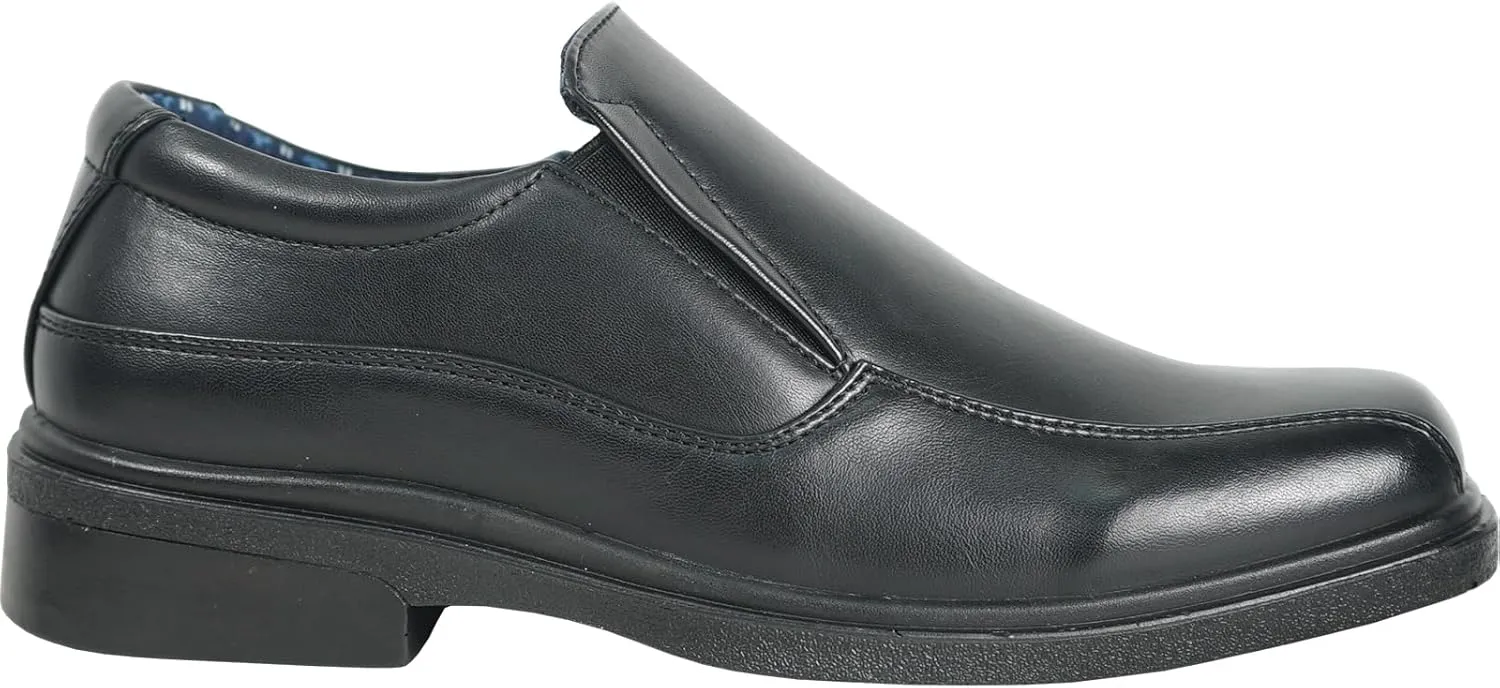 bravo! Boy Classic Slip-on Loafer and Lace-up Oxford William Kid Dress Shoe School Uniform with Removable Insole and Square Toe Black Brown Black Patent
