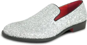 bravo! Men Dress Shoe Prom Slip on Loafer Tuxedo Shoe Classic Metallic Glitter for Wedding Prom Party Black Gold Silver