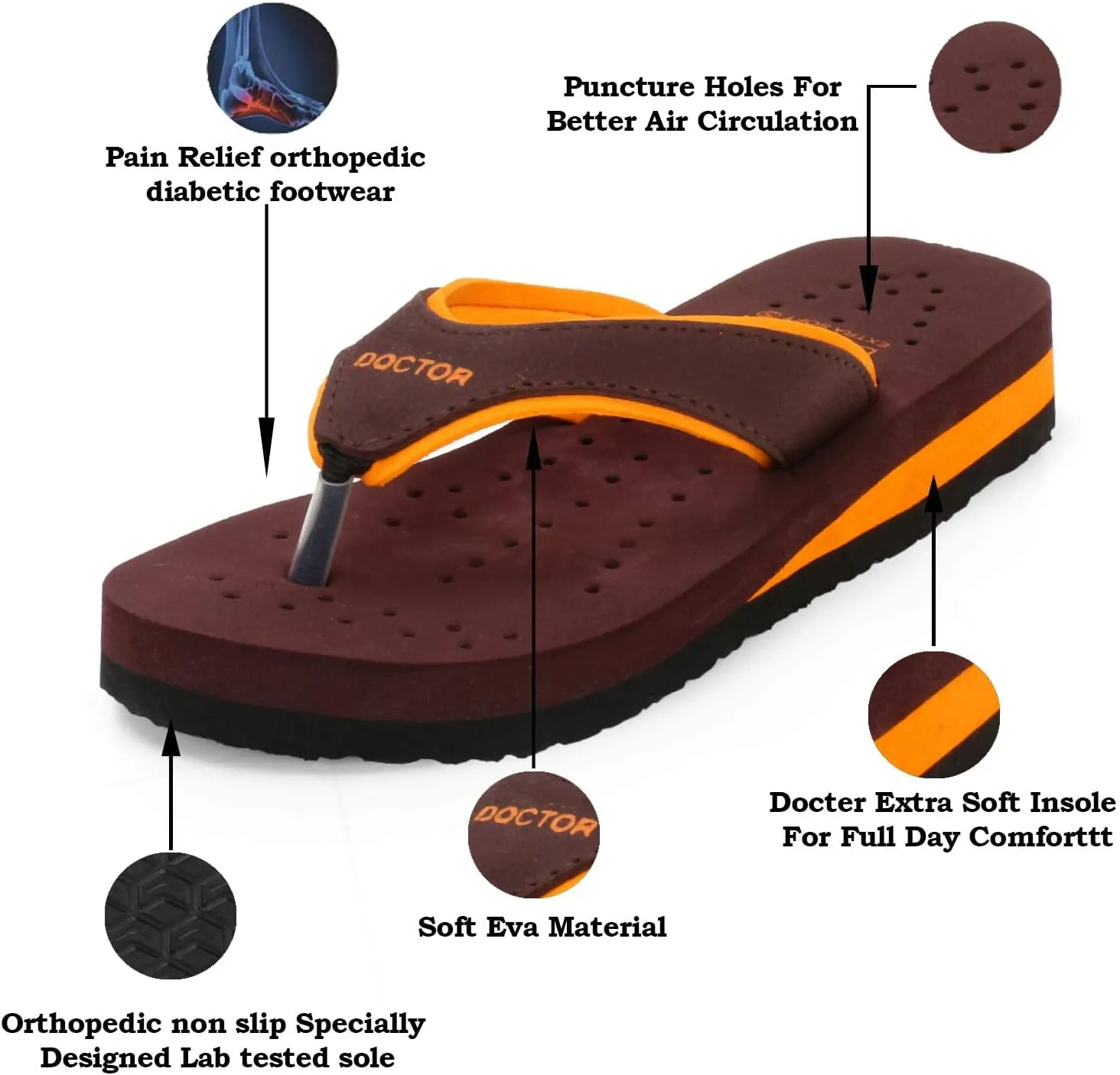 Care Diabetic Orthopedic Pregnancy Flat Super Comfort Dr Flipflops and House Slippers For Women's and Girl's D-18