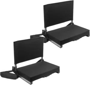 Cascade Mountain Tech SS-PAD-BK-2PK-E Stadium Seat, 17.5"D x 19"W x 17.5"H, Black 2 Pack