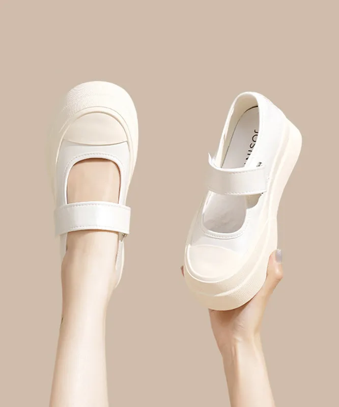 Casual Pink Buckle Strap Splicing Platform Flat Feet Shoes YC031