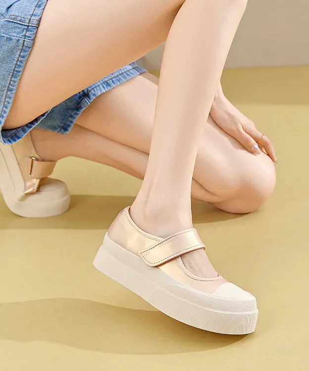 Casual Pink Buckle Strap Splicing Platform Flat Feet Shoes YC031