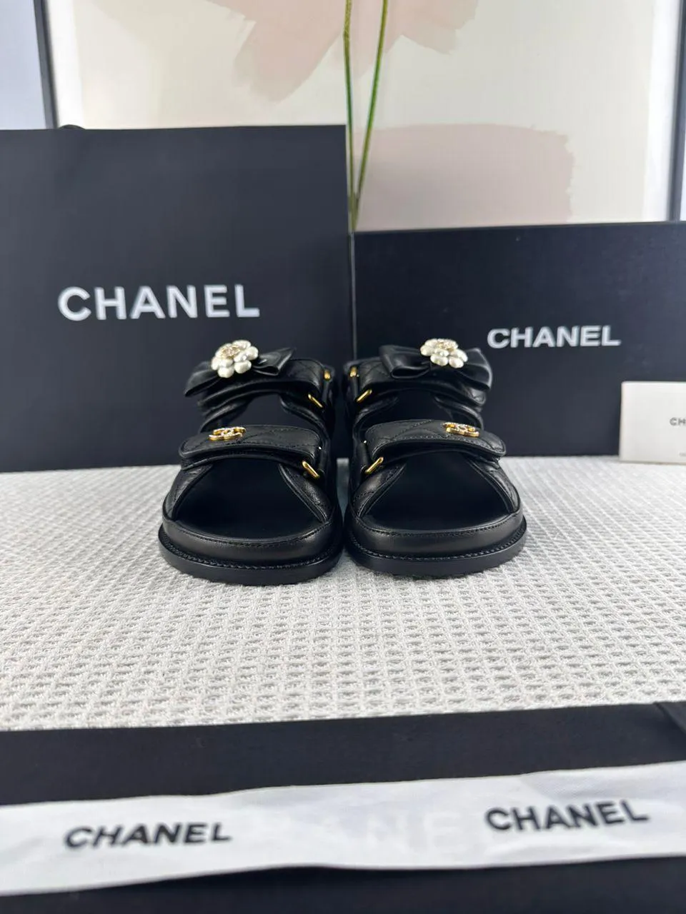 Chanel Casual Style Street Style Simple Leather Party Style Sandals