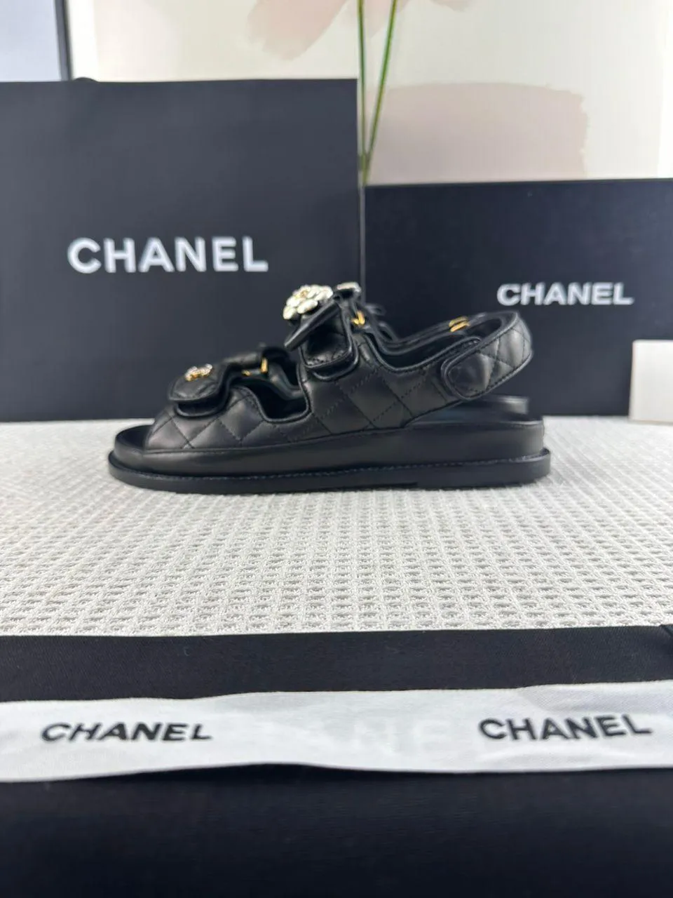Chanel Casual Style Street Style Simple Leather Party Style Sandals