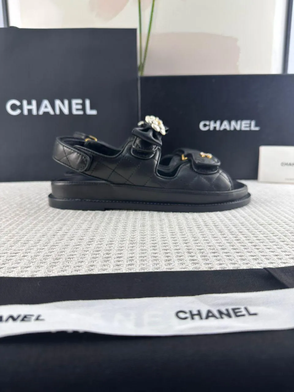Chanel Casual Style Street Style Simple Leather Party Style Sandals