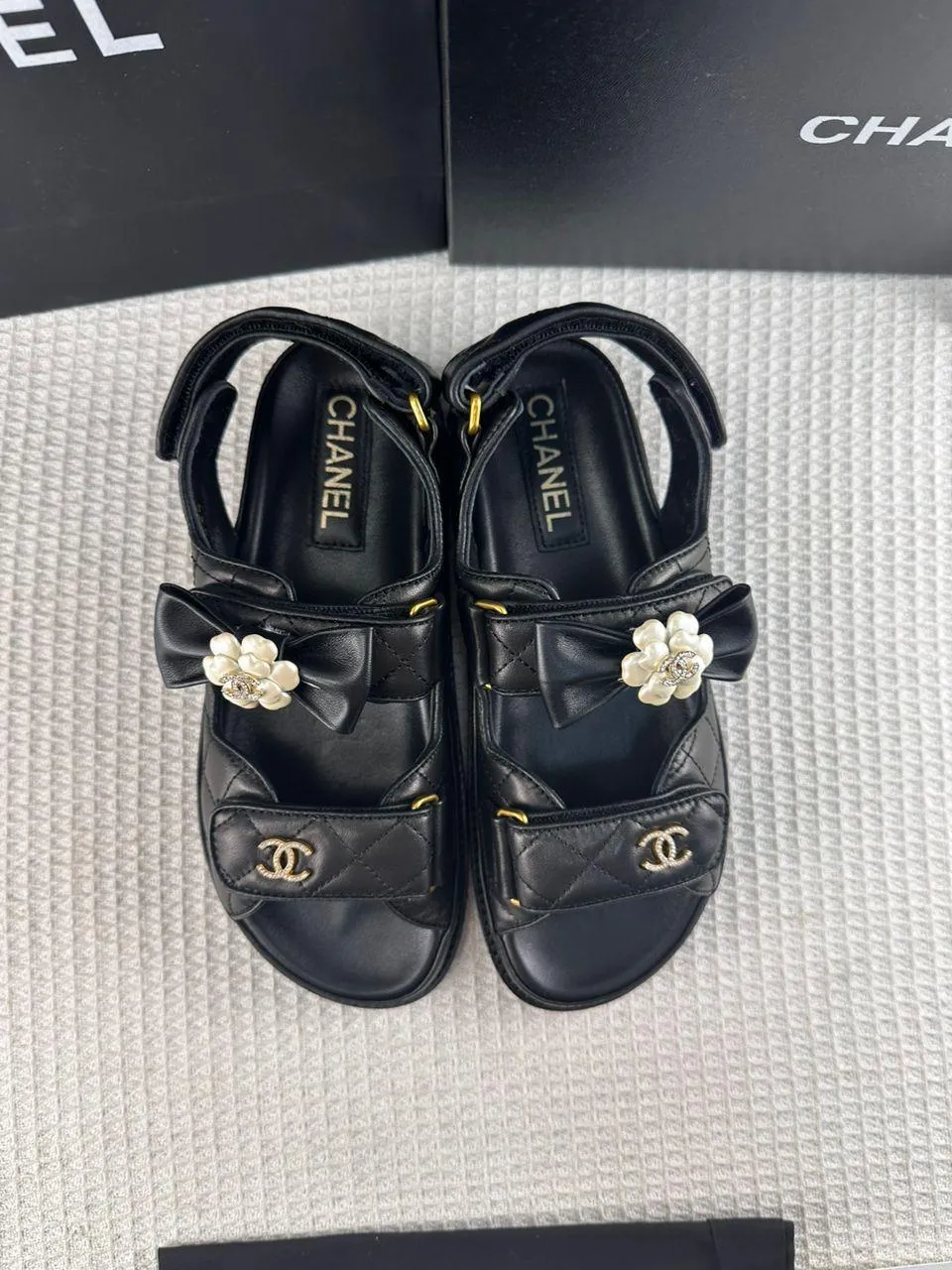 Chanel Casual Style Street Style Simple Leather Party Style Sandals