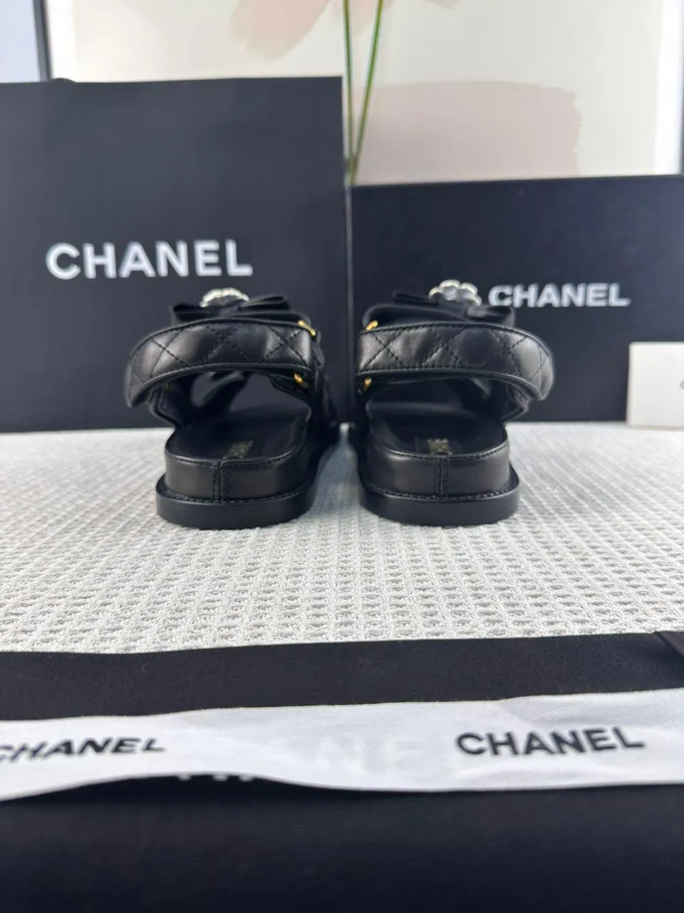 Chanel Casual Style Street Style Simple Leather Party Style Sandals