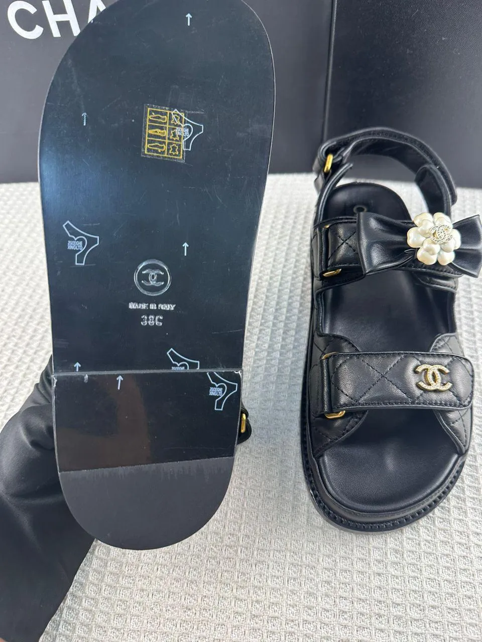 Chanel Casual Style Street Style Simple Leather Party Style Sandals