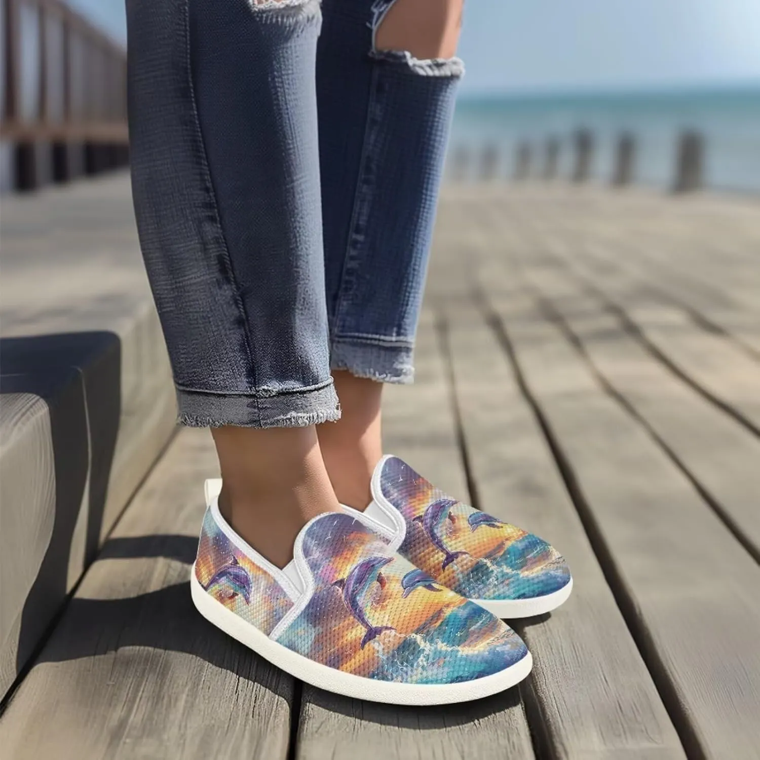 chaqlin Loafers for Women Flat Drop in Low Top Clipper Slip On Beach Travel Comfy Tennis Shoes Fashion Dress Loafers