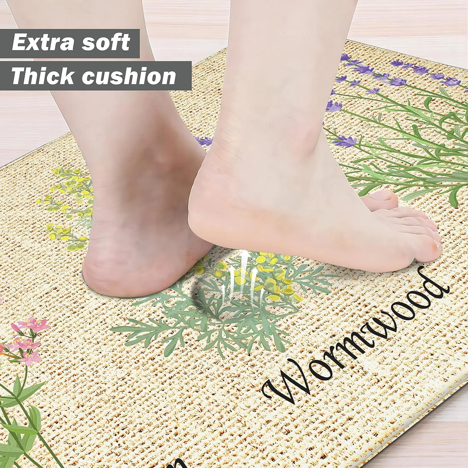 chiinvent Kitchen Mats for Floor Cushioned Anti Fatigue Mats for Kitchen Floor Green Farmhouse Kitchen Floor Mat Memory Foam Kitchen Rugs Sets of 2, 17.3x28   17.3x47, 0.4 inches