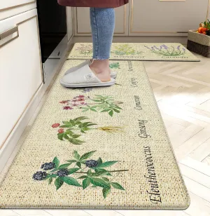chiinvent Kitchen Mats for Floor Cushioned Anti Fatigue Mats for Kitchen Floor Green Farmhouse Kitchen Floor Mat Memory Foam Kitchen Rugs Sets of 2, 17.3x28   17.3x47, 0.4 inches
