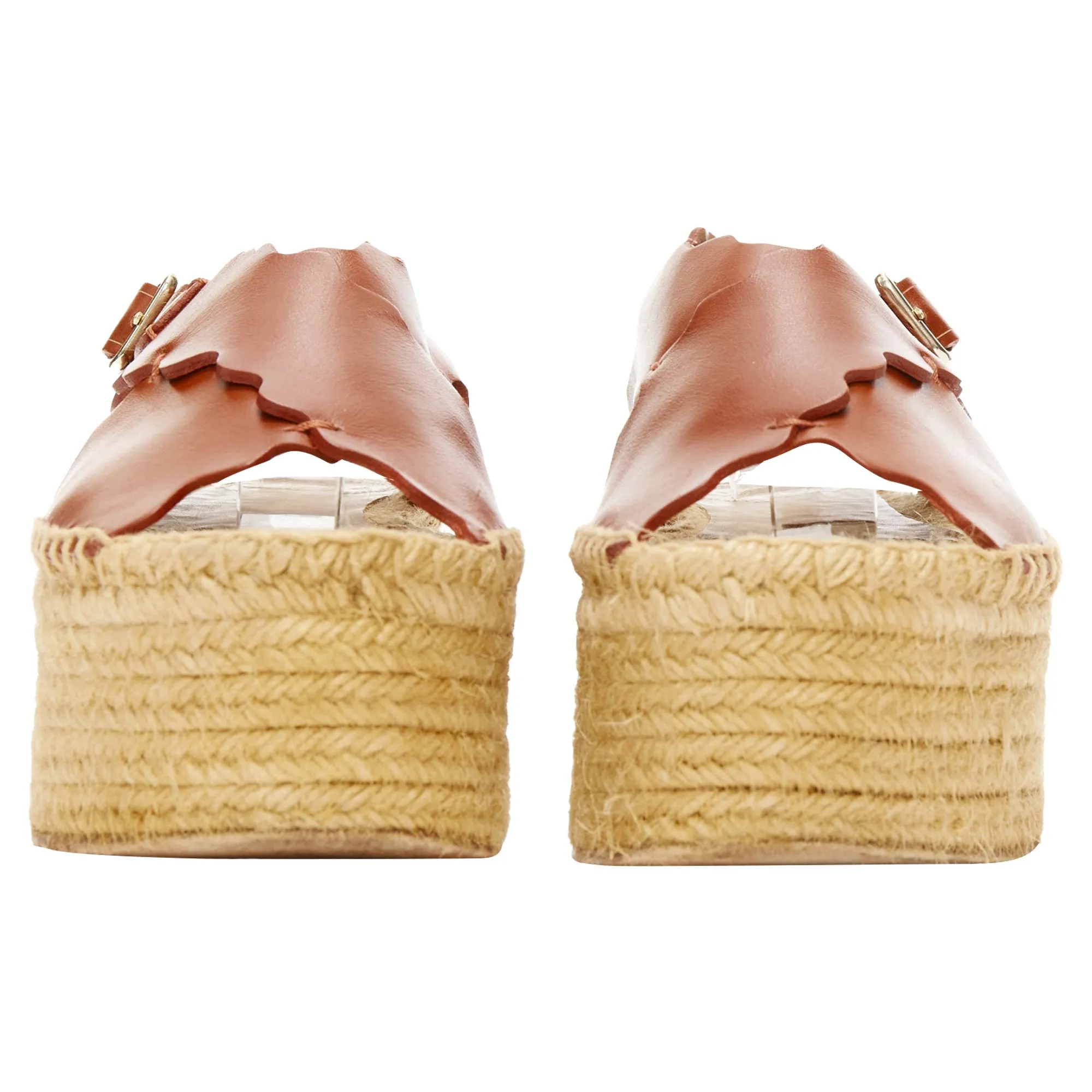 Chloe scalloped edge buckle jute espadrille platform sandal