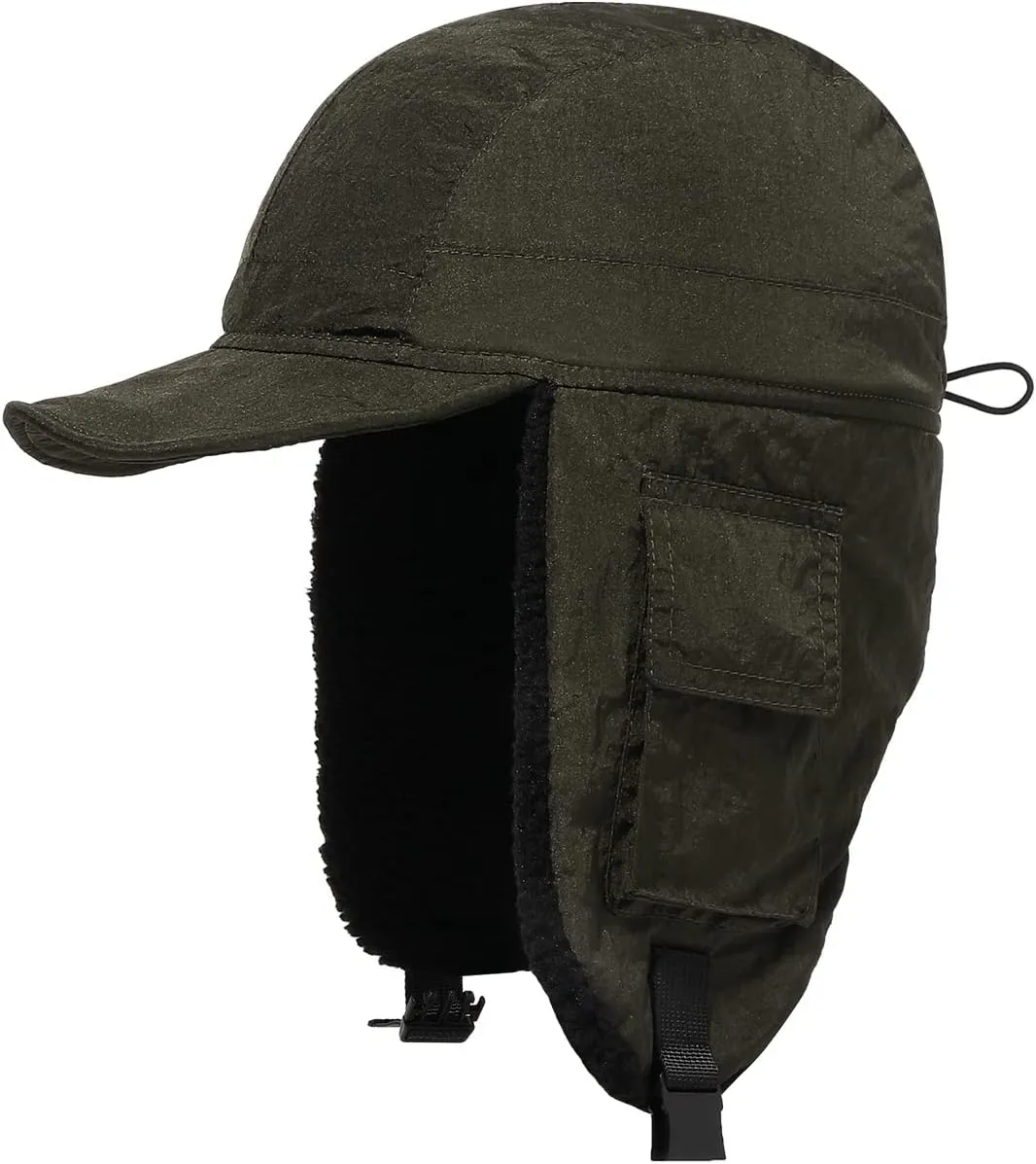 Clakllie Winter Trapper Hat Trooper Hats Earflap Cold Weather Aviator Hats Ushanka Russian Hat with Visor Military Cap