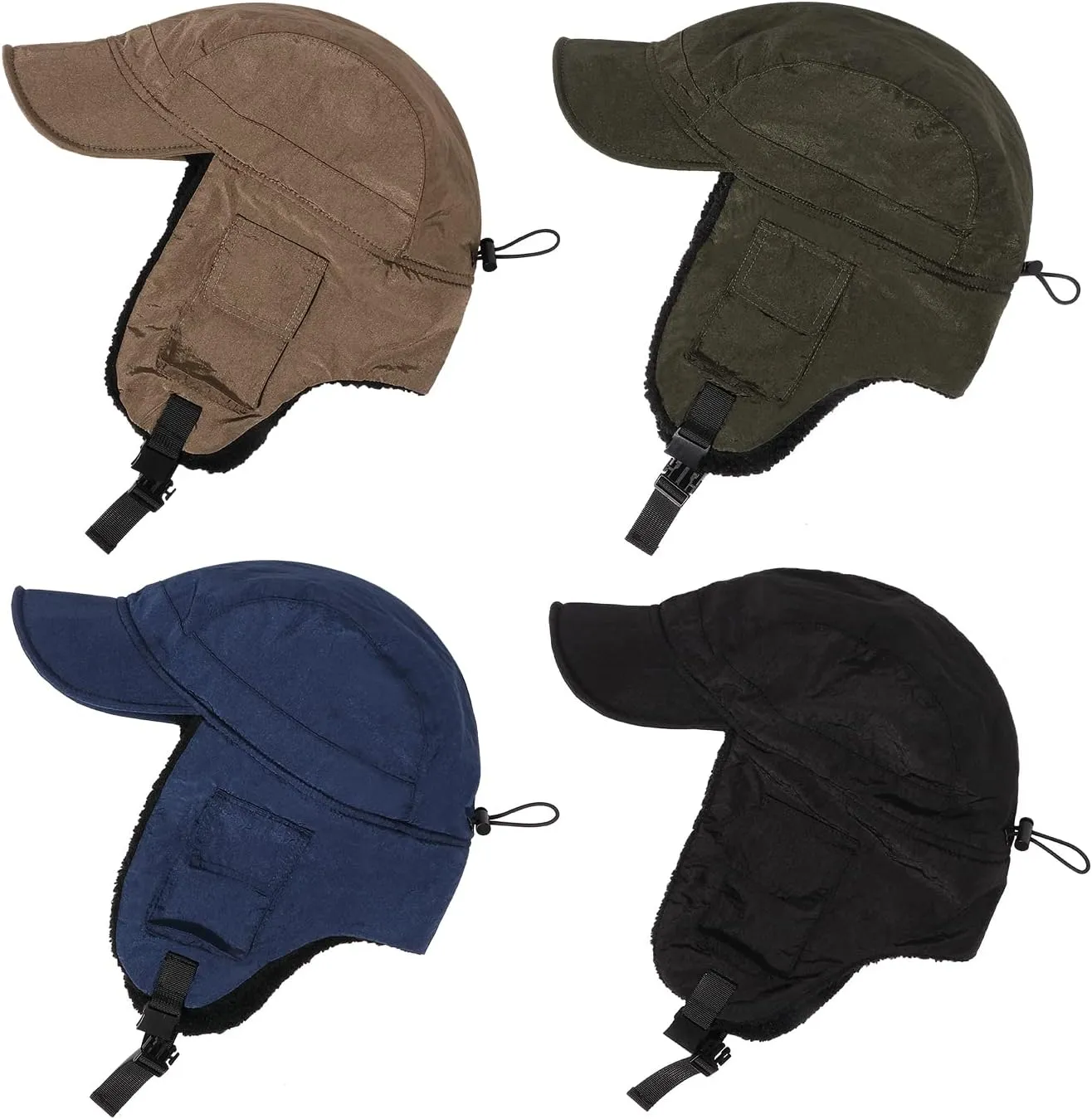 Clakllie Winter Trapper Hat Trooper Hats Earflap Cold Weather Aviator Hats Ushanka Russian Hat with Visor Military Cap