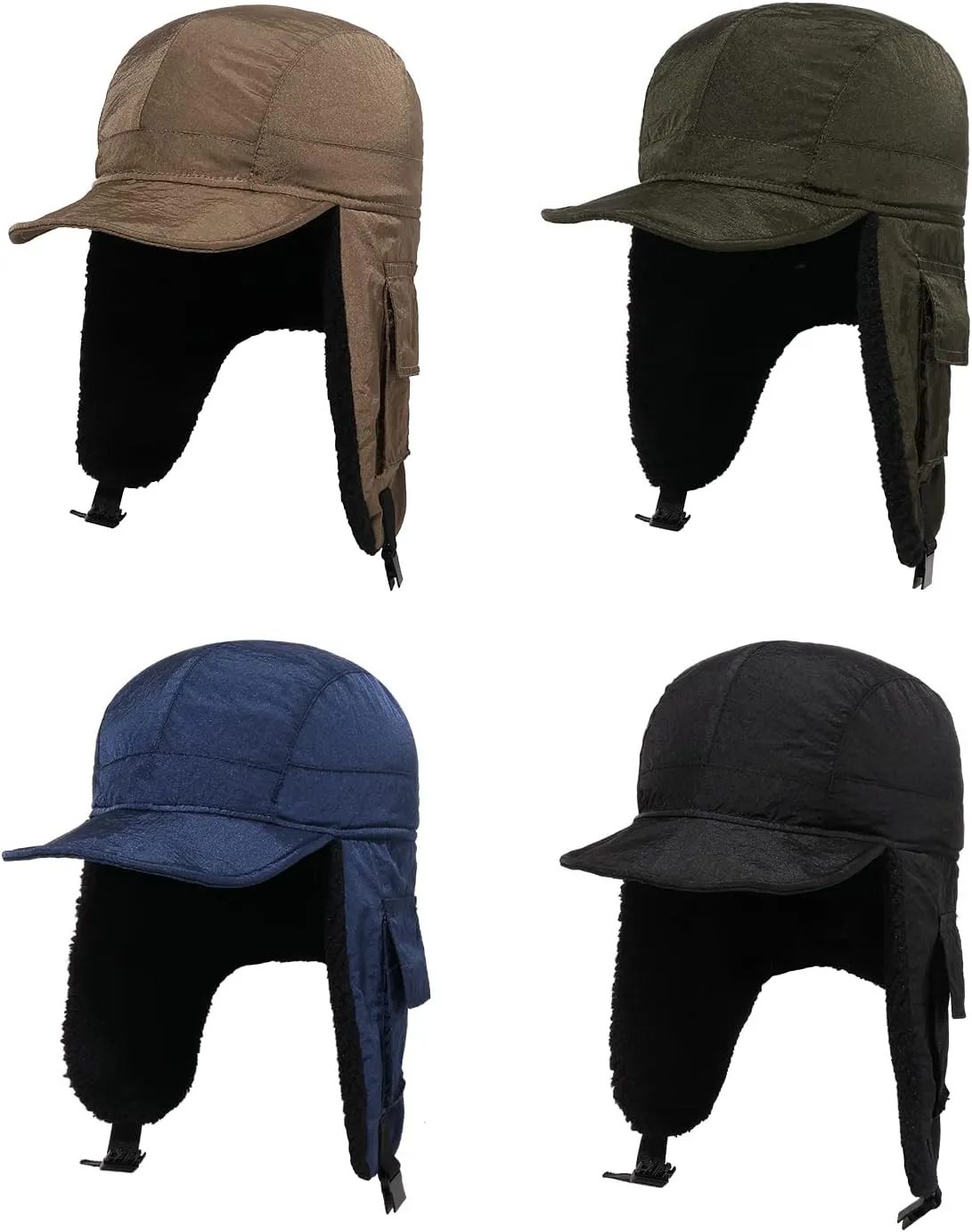 Clakllie Winter Trapper Hat Trooper Hats Earflap Cold Weather Aviator Hats Ushanka Russian Hat with Visor Military Cap