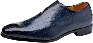 Classical Shoes for Men Slip On PU Leather Low Rubber Sole Block Heel Work Mens Wide Leather Court Shoes