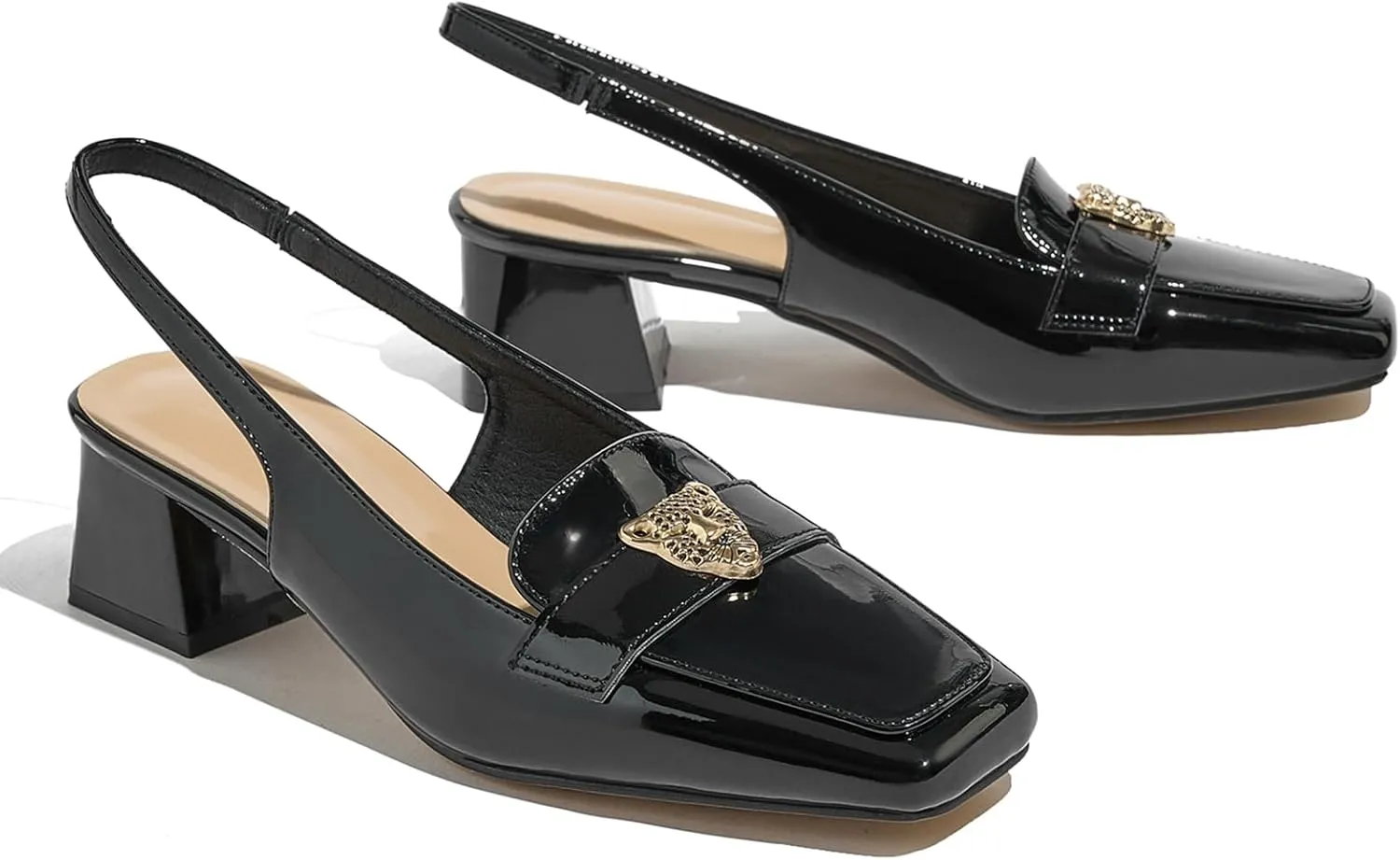 Closed Toe Heels Ankle Strap Dress Loafer Shoes for Women