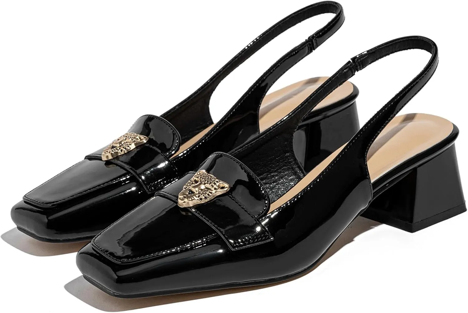 Closed Toe Heels Ankle Strap Dress Loafer Shoes for Women