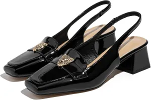 Closed Toe Heels Ankle Strap Dress Loafer Shoes for Women