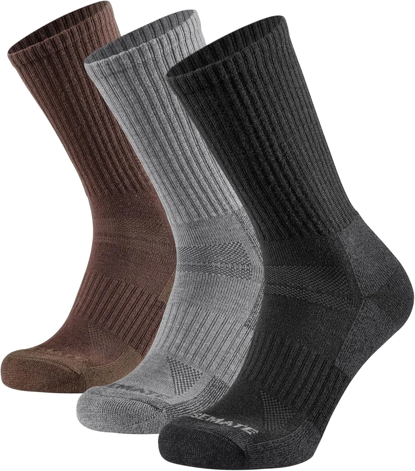 CLOSEMATE Mens Merino Wool Winter Thermal Crew Socks Cushioned Anti Blister Moisture Wicking for Hiking Sports 3 Pairs