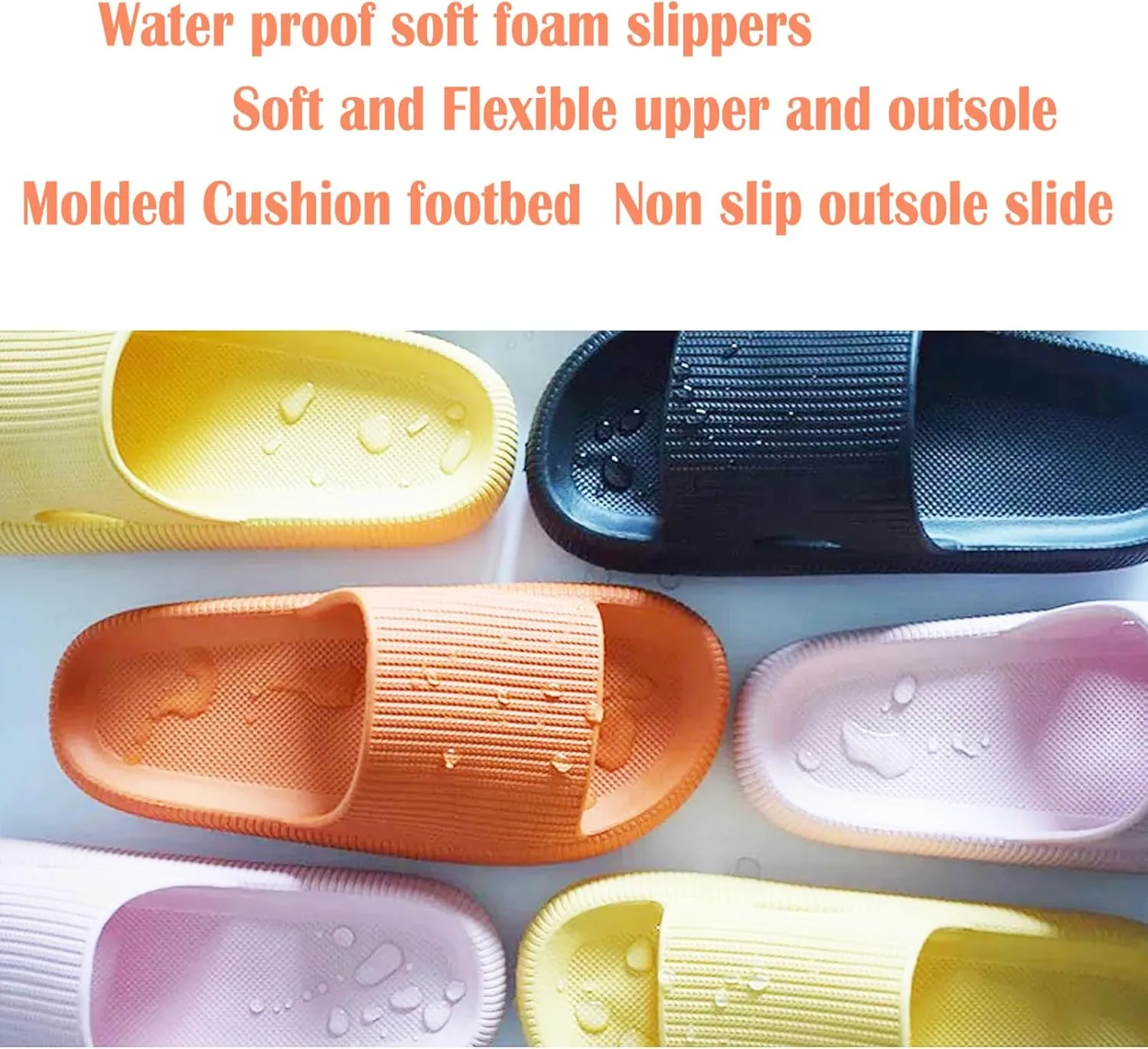 Cloud Slippers for Women and Men,Support and Cushioned Thick Sole Pillow Slippers Ultra Soft EVA Anti-slip shock absorption Flat Shower Sandals
