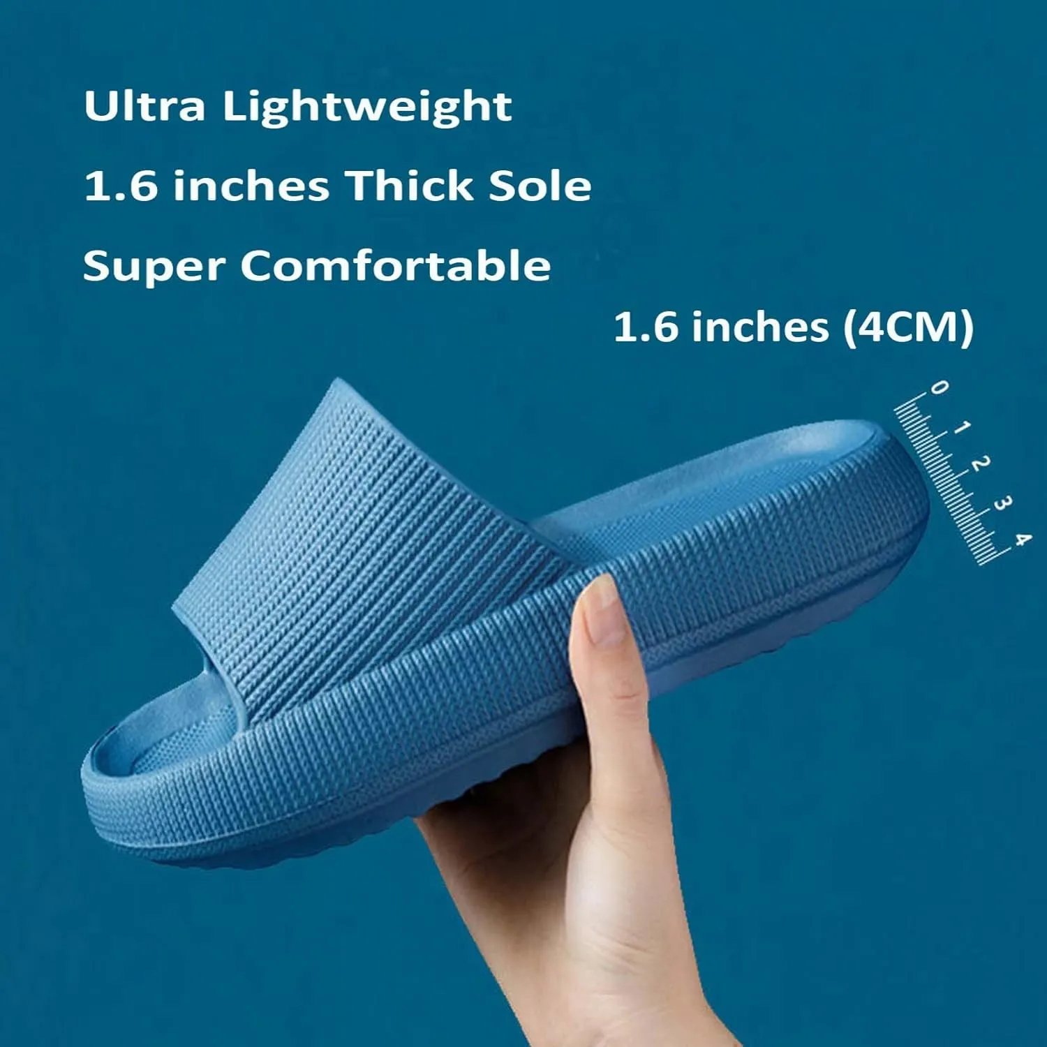 Cloud Slippers for Women and Men,Support and Cushioned Thick Sole Pillow Slippers Ultra Soft EVA Anti-slip shock absorption Flat Shower Sandals