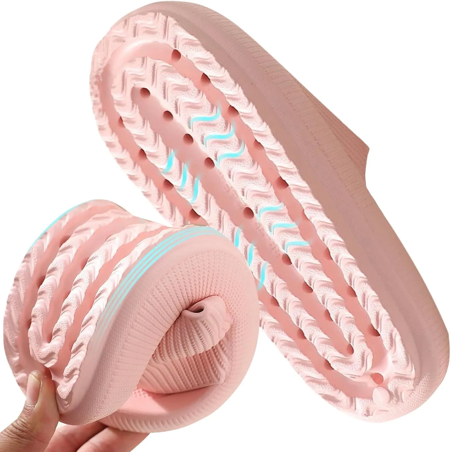 Cloud Slippers for Women and Men,Support and Cushioned Thick Sole Pillow Slippers Ultra Soft EVA Anti-slip shock absorption Flat Shower Sandals