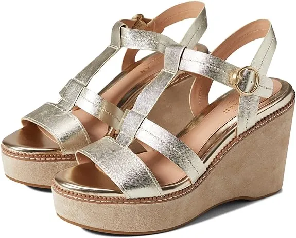 Cloudfeel Summer event Ankle Gold All Wedge Machine-learning Leather Cole Day Strap Sandals Heeled Haan