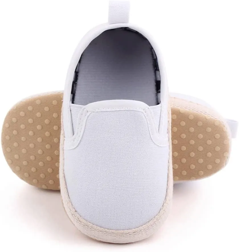Clowora Unsex Baby Boys Girls Canvas First Walkers Shoes,Infant Non Slip Soft Sole Toddler Flat Lazy Loafers Sneaker