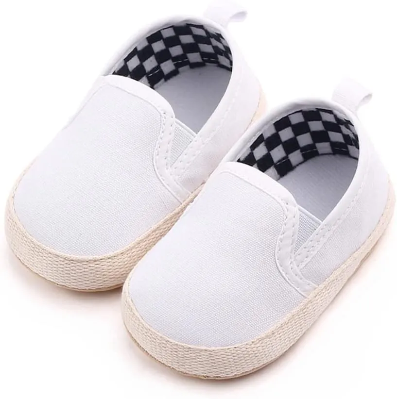 Clowora Unsex Baby Boys Girls Canvas First Walkers Shoes,Infant Non Slip Soft Sole Toddler Flat Lazy Loafers Sneaker
