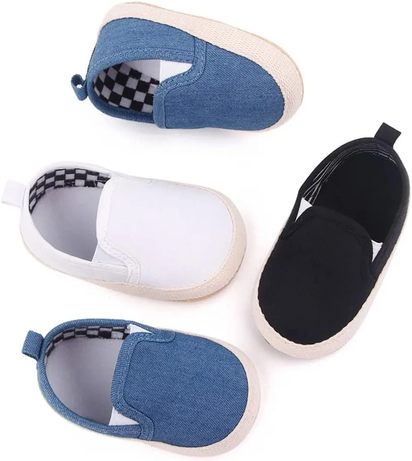 Clowora Unsex Baby Boys Girls Canvas First Walkers Shoes,Infant Non Slip Soft Sole Toddler Flat Lazy Loafers Sneaker