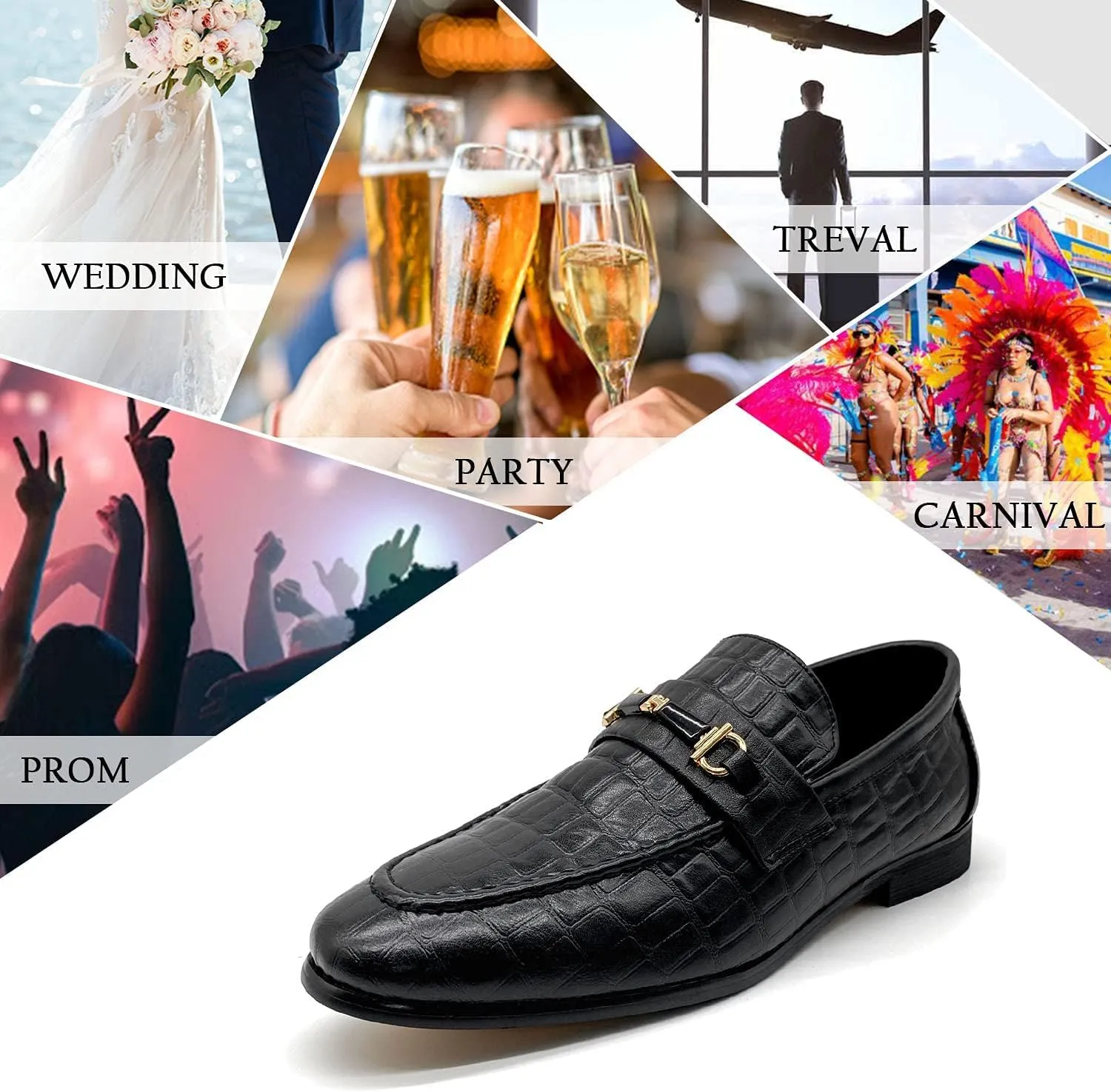CMM Men's Leather Loafers Classic Luxury Loafer Slip on Dress Loafers for Wedding Work Office Business