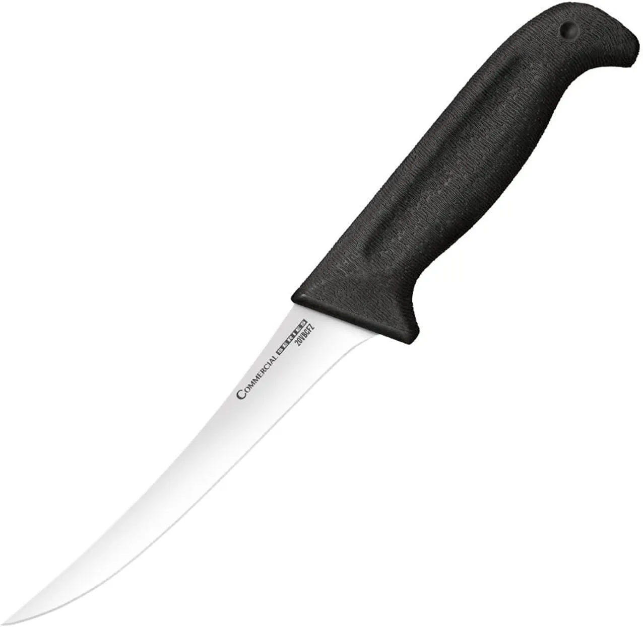 Cold Steel Commercial Series 6" Flexible Curved German 4116 Stainless Steel Fixed Blade Narrow Straight Back Game & Fish Processing Cutting Boning Knife with Ergonomic Kray-Ex Handle