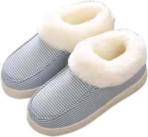 Comfy Slipper,Plush Thick Cotton Slippers, Warm Pregnant Women Confinement Shoes-Blue_36-37,Anti-Skid Rubber Sole