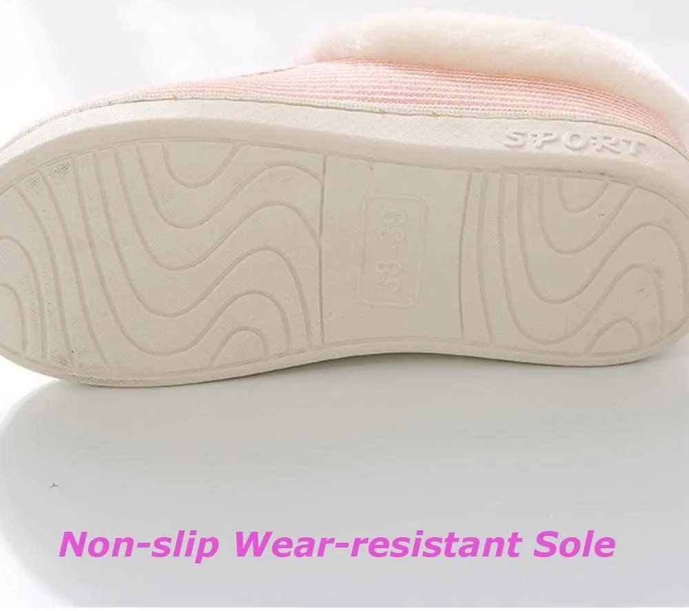 Comfy Slipper,Plush Thick Cotton Slippers, Warm Pregnant Women Confinement Shoes-Blue_36-37,Anti-Skid Rubber Sole