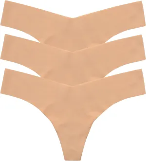 commando - Classic Solid Thong (3-pack) | Seamless No Show Thong | Comfortable, Lay-Flat Edges | Machine Washable