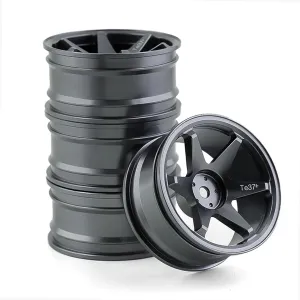 Compatible with HSP for Tamiya for HPI for Kyosho for TT02 On-Road Drift Car Aluminum Alloy Metal Wheel Hub Climb Car Wheel Rim for 1/10 RC Wheel Tires(Color4)