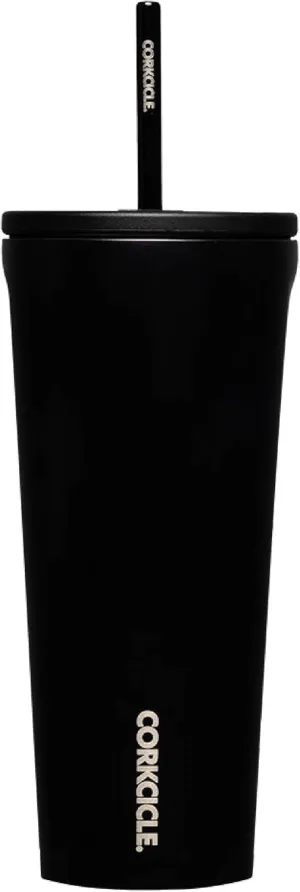 Corkcicle Cold Cup Insulated Tumbler with Lid and Straw, Matte Black, 24 oz – Reusable Water Bottle Keeps Beverages Cold for 12hrs, Hot 5hrs – Cupholder Friendly Tumbler, Lid for Flexible Sipping