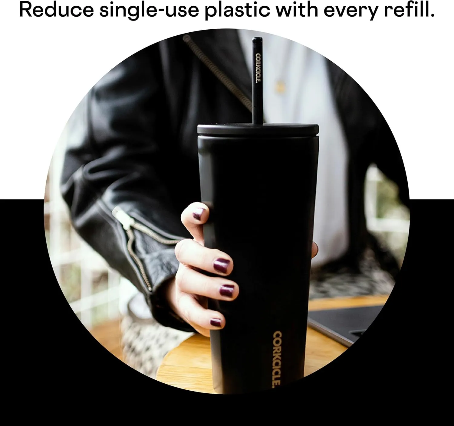 Corkcicle Cold Cup Insulated Tumbler with Lid and Straw, Matte Black, 24 oz – Reusable Water Bottle Keeps Beverages Cold for 12hrs, Hot 5hrs – Cupholder Friendly Tumbler, Lid for Flexible Sipping