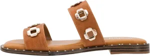 Corkys Footwear Low Tide Double Strap Sandal - Featuring Two Metal-Accented Straps, A Cushioned Insole, Studded Outsole, Easy and Convenient Slip-On design