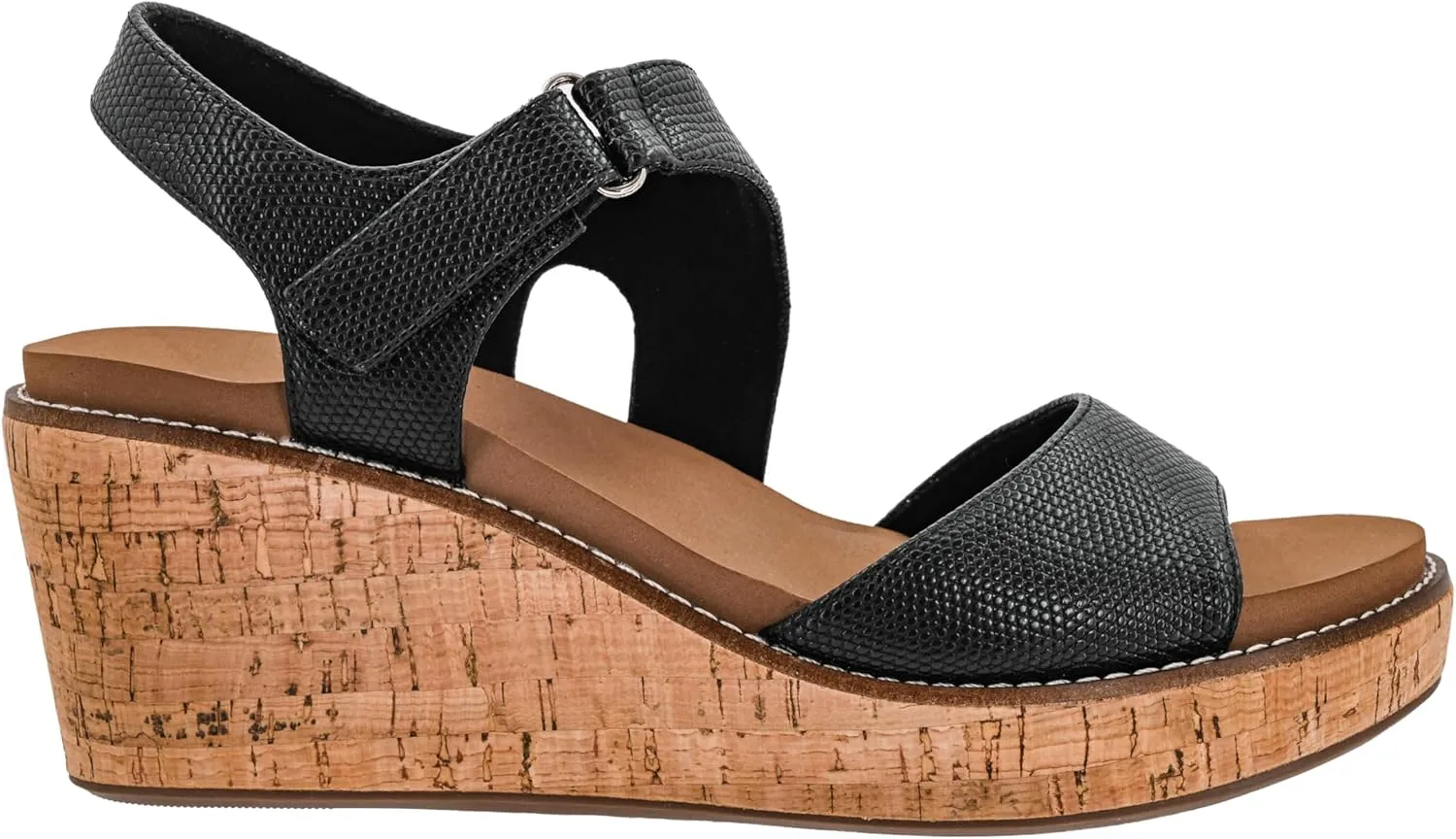 Corkys Footwear Women's Five Oclock Somewhere 2.5-Inch Wedge - Timeless Toe Strap, Hook And Loop Strap Ankle Closure, And Cushioned EVA Insoles For All-Day Comfort