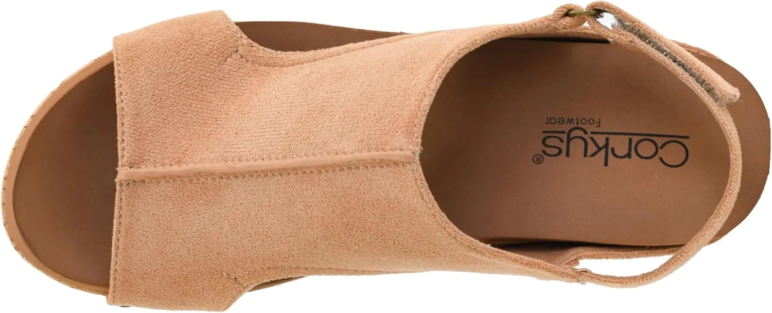 Corkys Footwear Women's Volta II Wedge Sandal - 2 Inch Cushioned Wedge, Hook & Loop Closure for Comfort & Style, Perfect for Casual & Dressy Outfits, All Day Wear