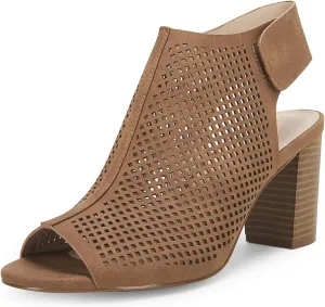 Coutgo Heels for Women Open Toe Boots Cutout Ankle Strap High Heel Chunky Block Sandals