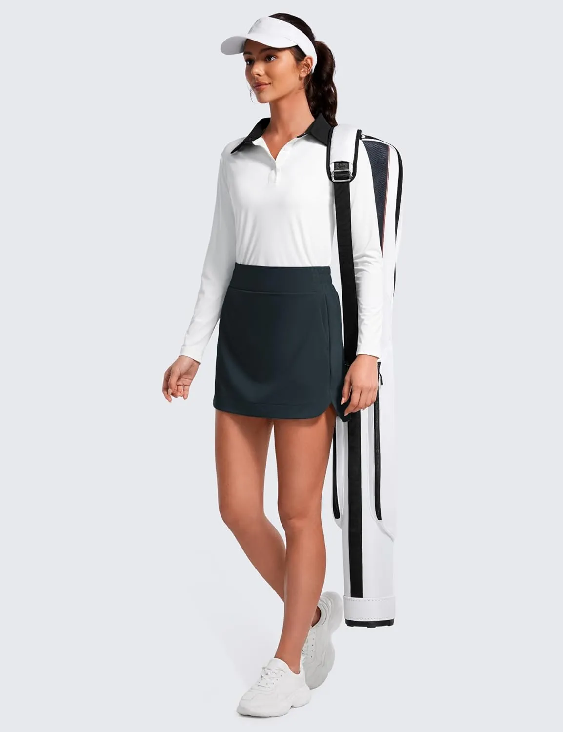 CRZ YOGA High Waisted Golf Skirts for Women A Line Tennis Athletic Casual Skort with Inner Shorts Pockets