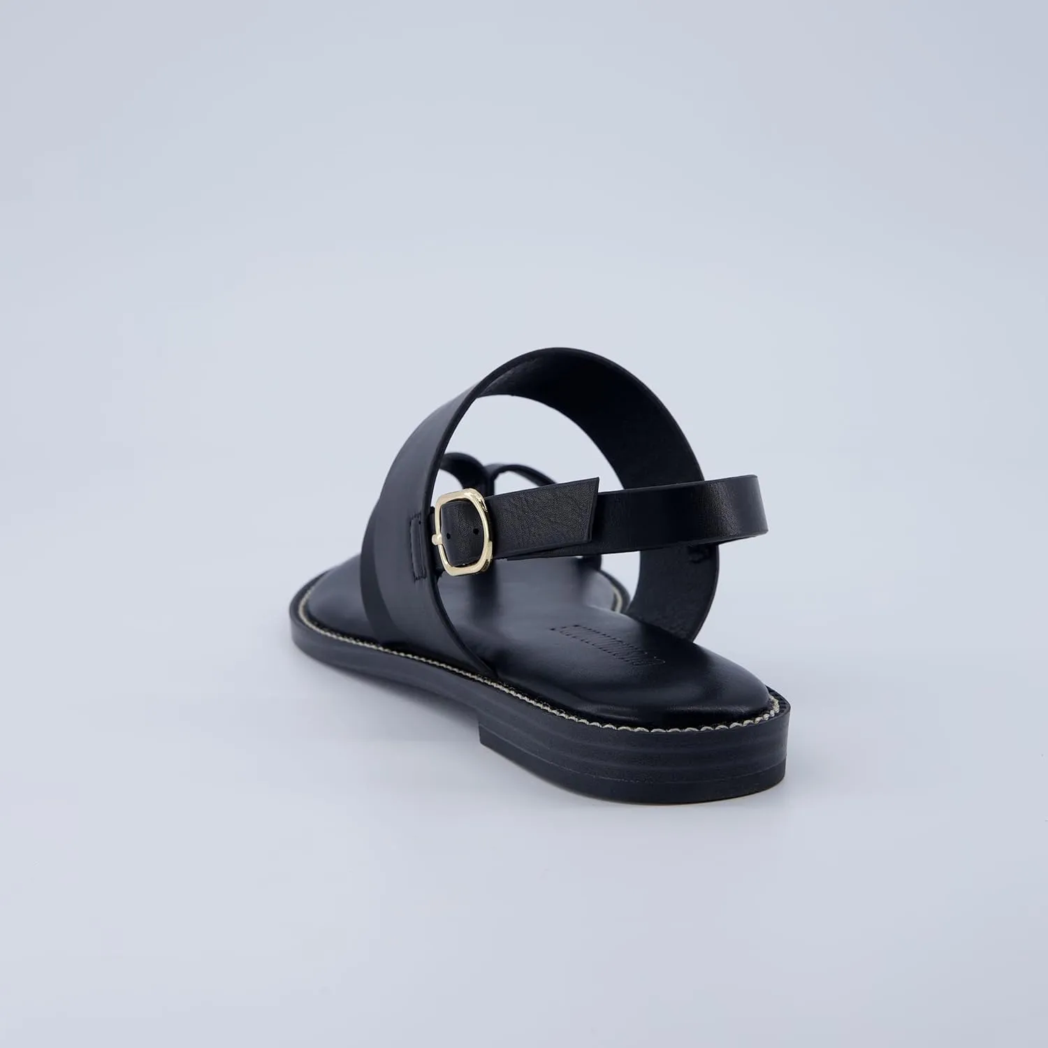 CUSHIONAIRE Leader Women’s Strappy Sandal – Premium Faux Leather Toe Loop Flat with Adjustable Ankle Strap & Cushioned Footbed